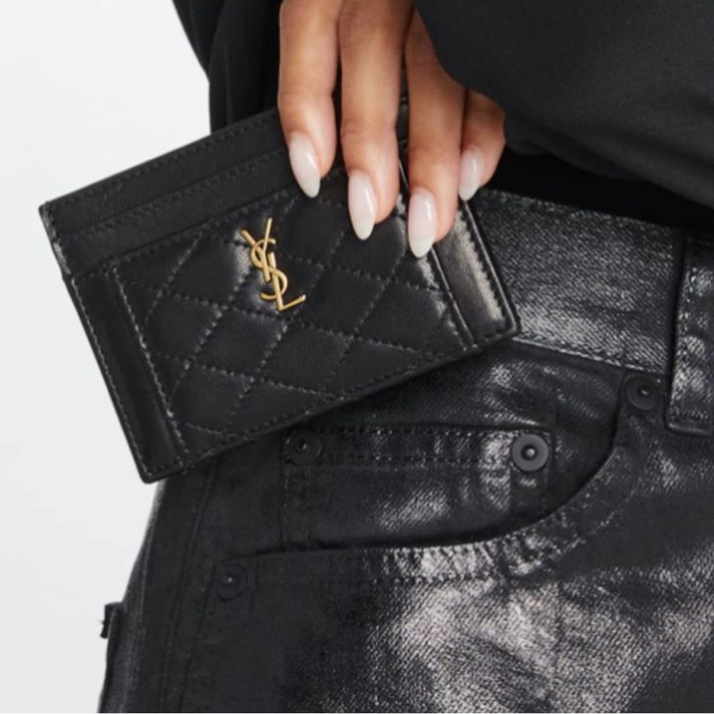 *Brand New! NWT! Authentic YSL Saint Laurent GABY CARD CASE HOLDER 100% LAMBSKIN